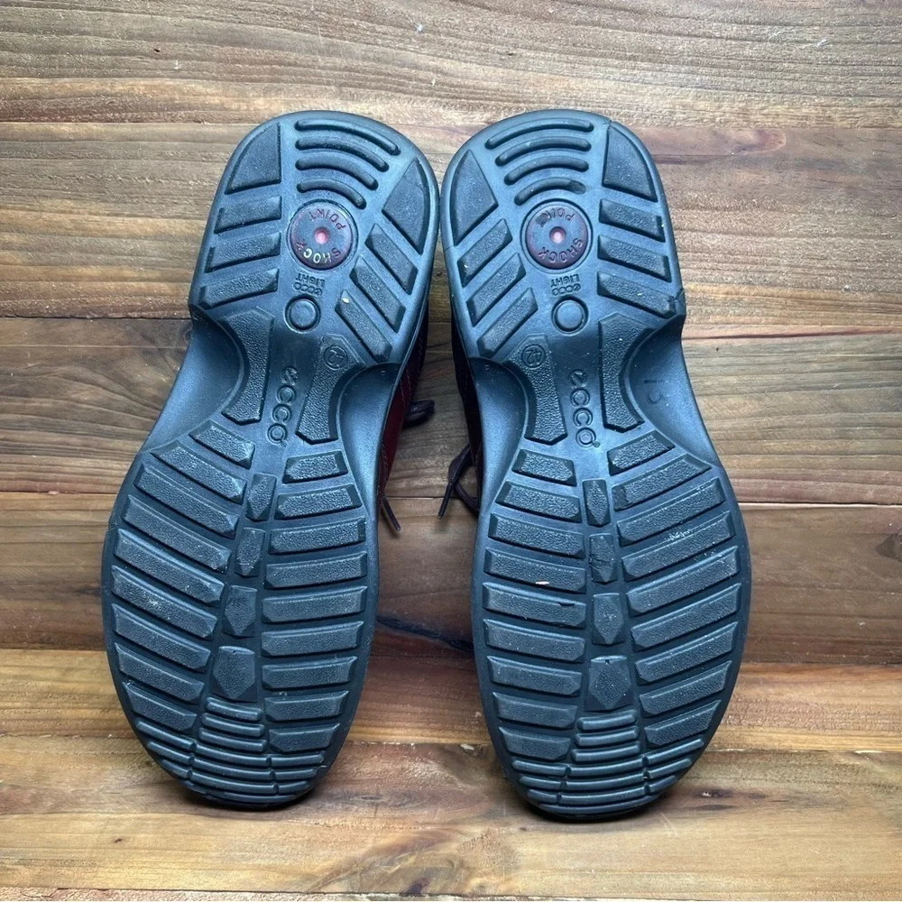 Ecco Shock Point Leather Brown Dress Casual Shoes Made In Thailand Men's 8.5